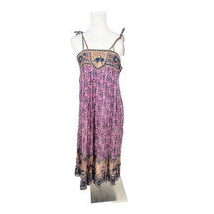 Starina Vintage Midi Sundress Dress Size M Peacock Boho Hippy Festival Gauzy